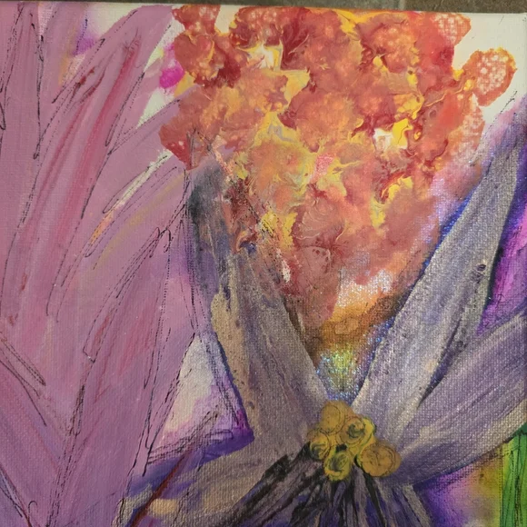 HANDCRAFTED Abstact Floral Painting HANDPAINTED & HANDMADE Contemporary Wall Art - Picture 5 of 16